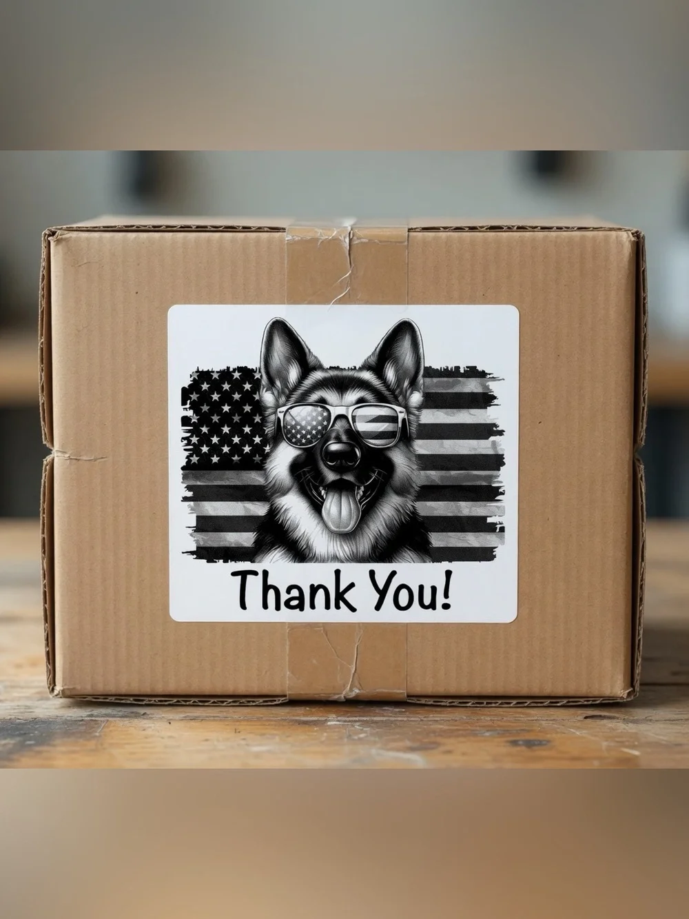 Patriotic German Shepherd Thank You Stickers  4”x6”-100ct.